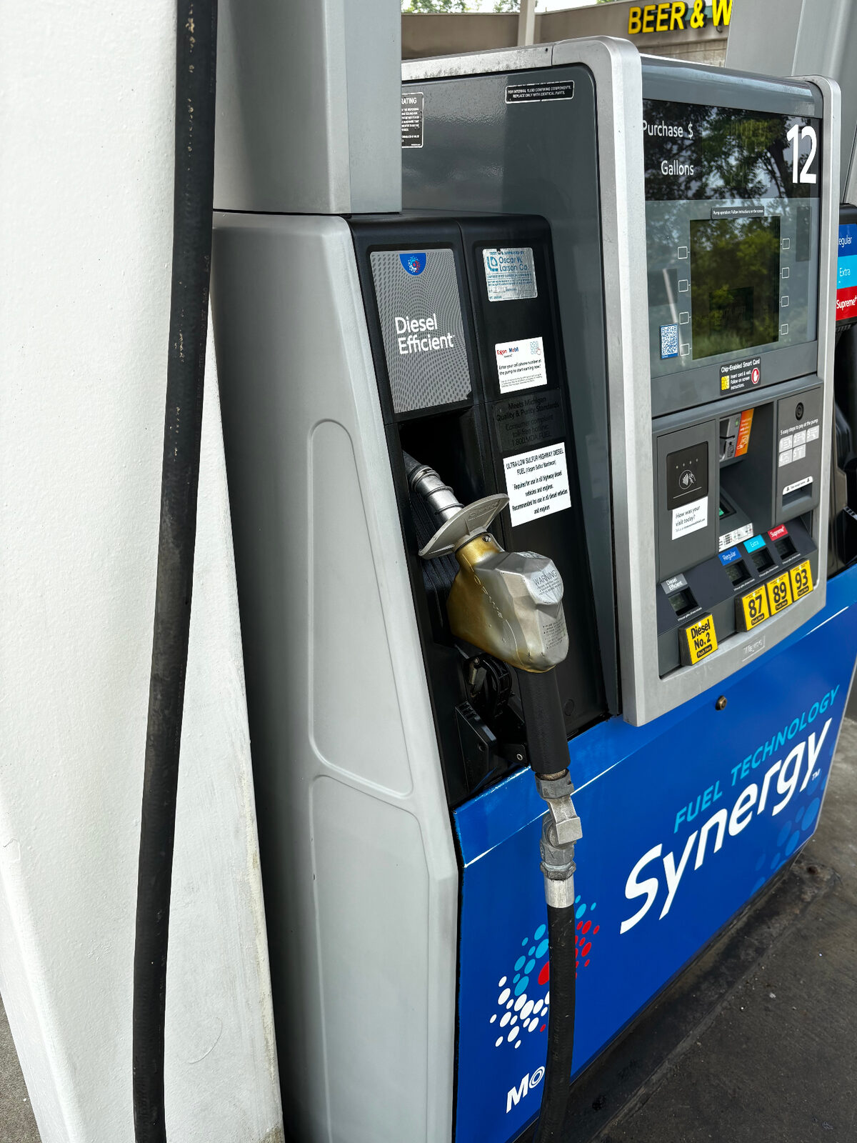Mobil Synergy dispenser side — after FuelMark cleaning