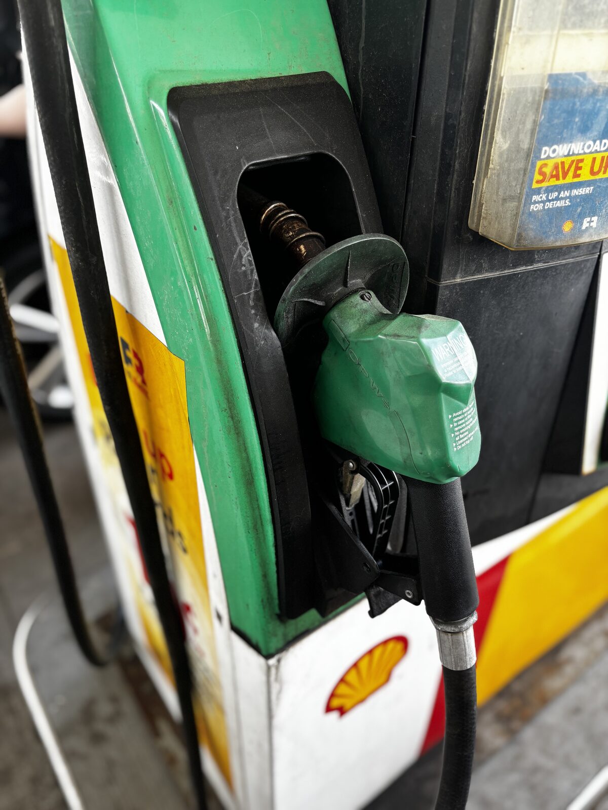 Shell nozzle boot — before FuelMark cleaning